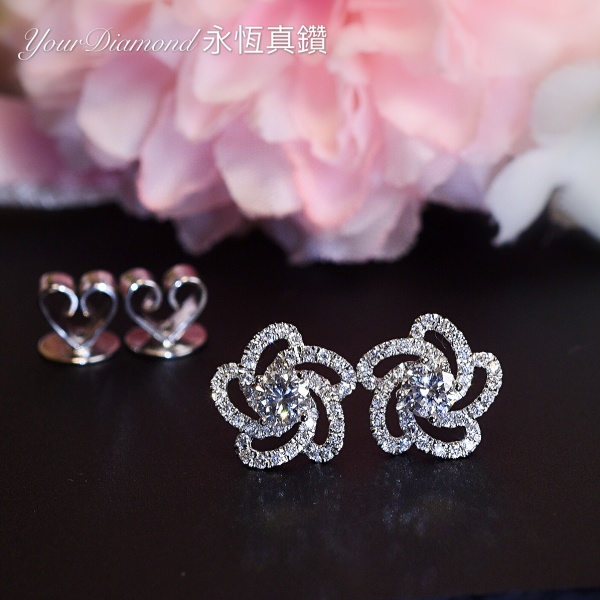 YELD001122 , 18K白色黃金鑽石耳環 Diamond Earring