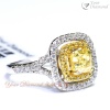 YRCD002012 , GIA證書1.04ct Cushion cut 黃鑽, 18K鑽石戒指  Diamond Ring