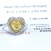 YRCD002013 , GIA證書1.00ct 心形黃鑽, 18K鑽石戒指 Diamond Ring