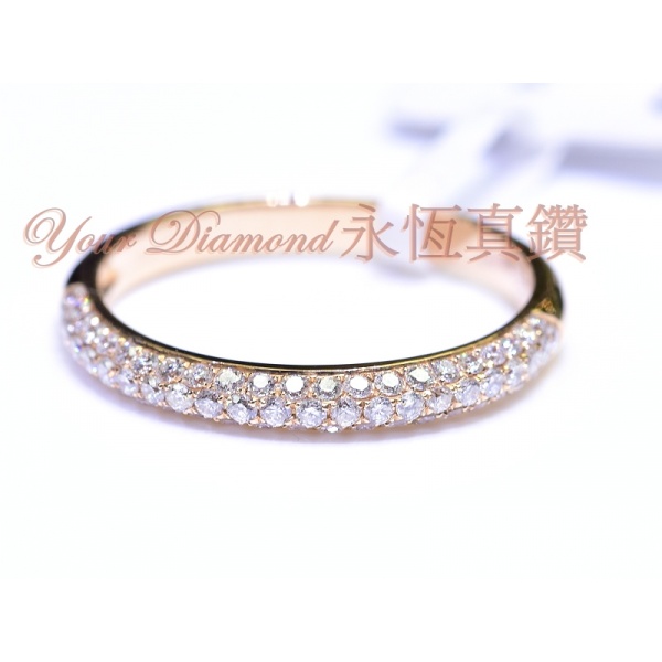 DRA00003006, 18K玫瑰金3行鑽石條戒 Diamond Ring